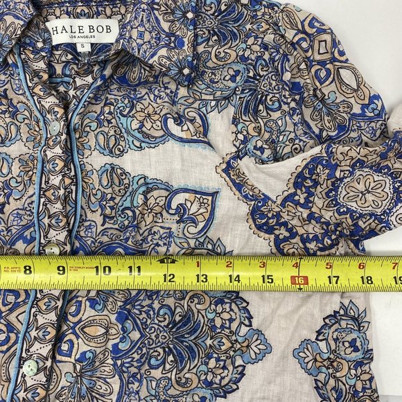Hale Bobe Button Down Linen Blouse Small - Picture 8 of 10